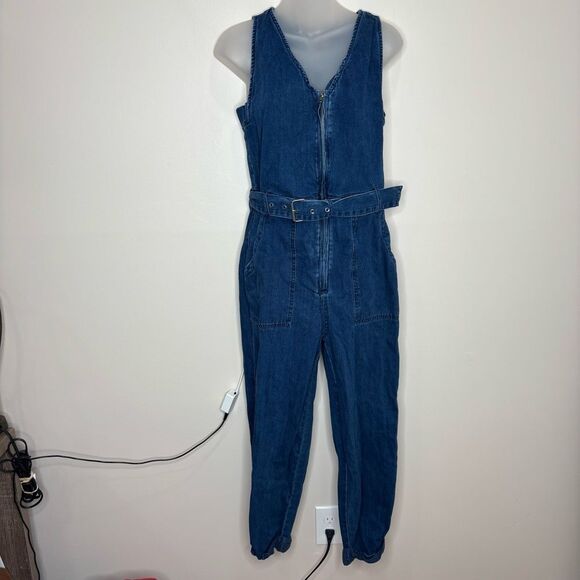 Rachel Comey x Target Indigo Denim Wash Jean Sleeveless Jumpsuit Size 2 belt Y2K - Picture 1 of 6